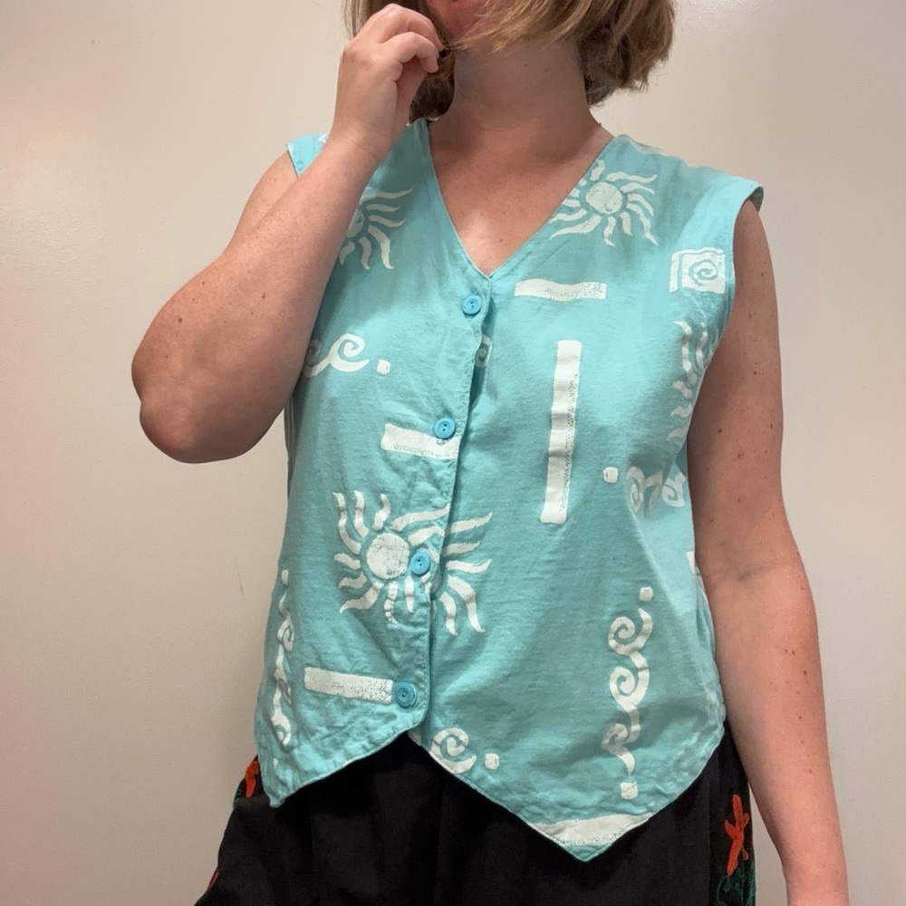 Vintage Cotton Connection celestial, beachy vest. Size large